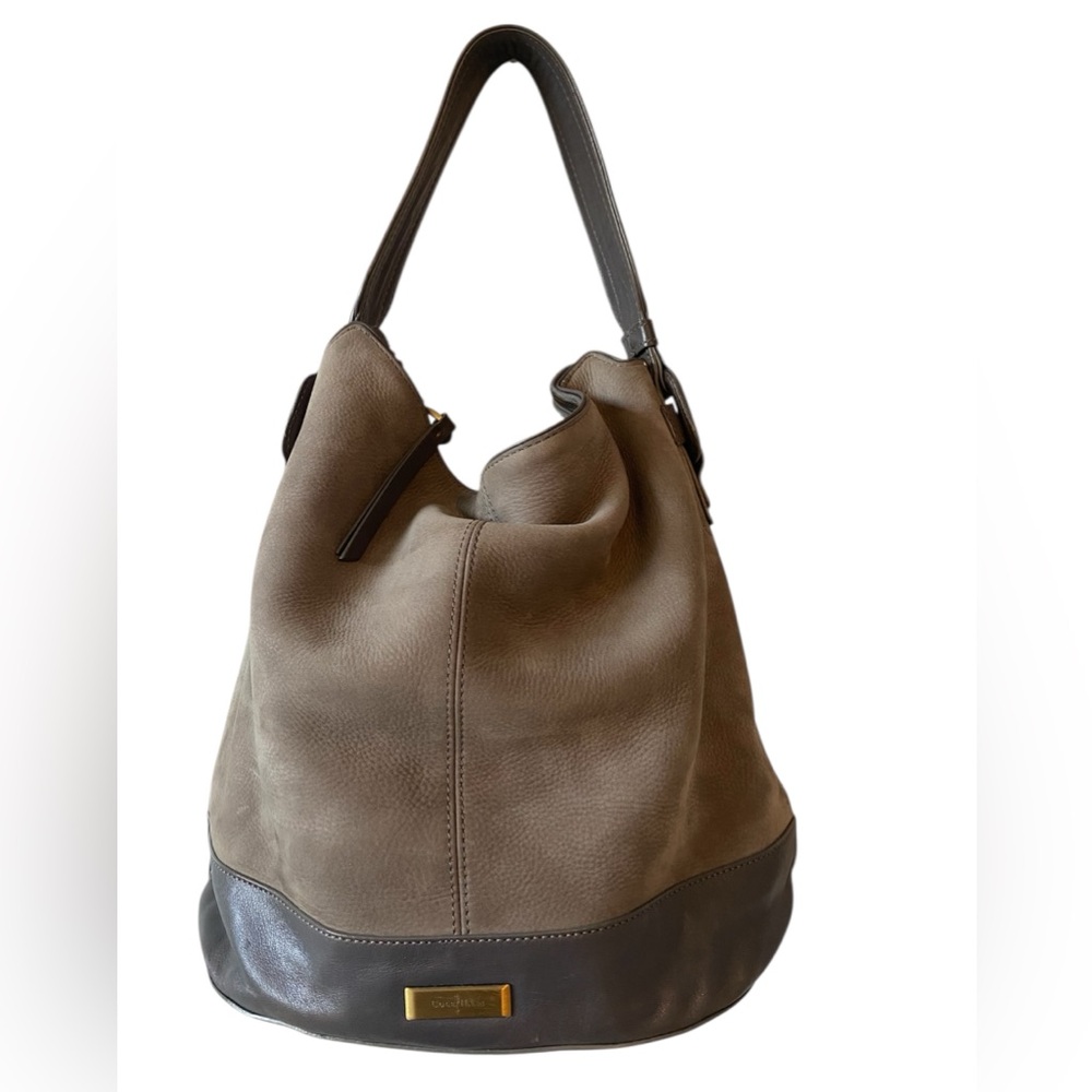 Cole Haan Leyden II Nubuck Leather Hobo Bucket Bag , Gray